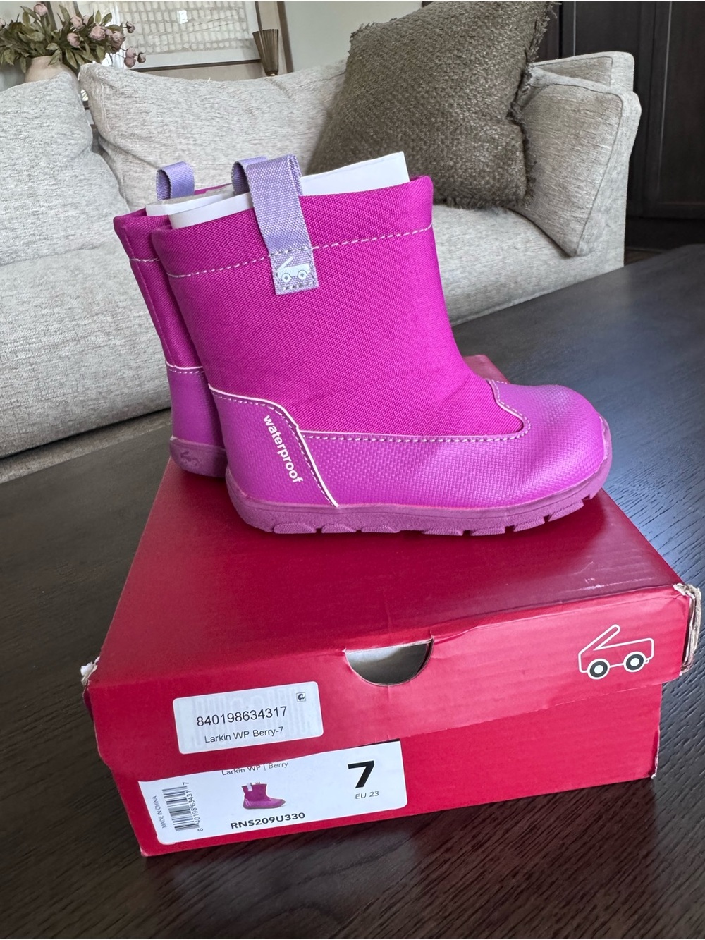 See Kai Run Waterproof Berry-Magenta Kids Rain Boots